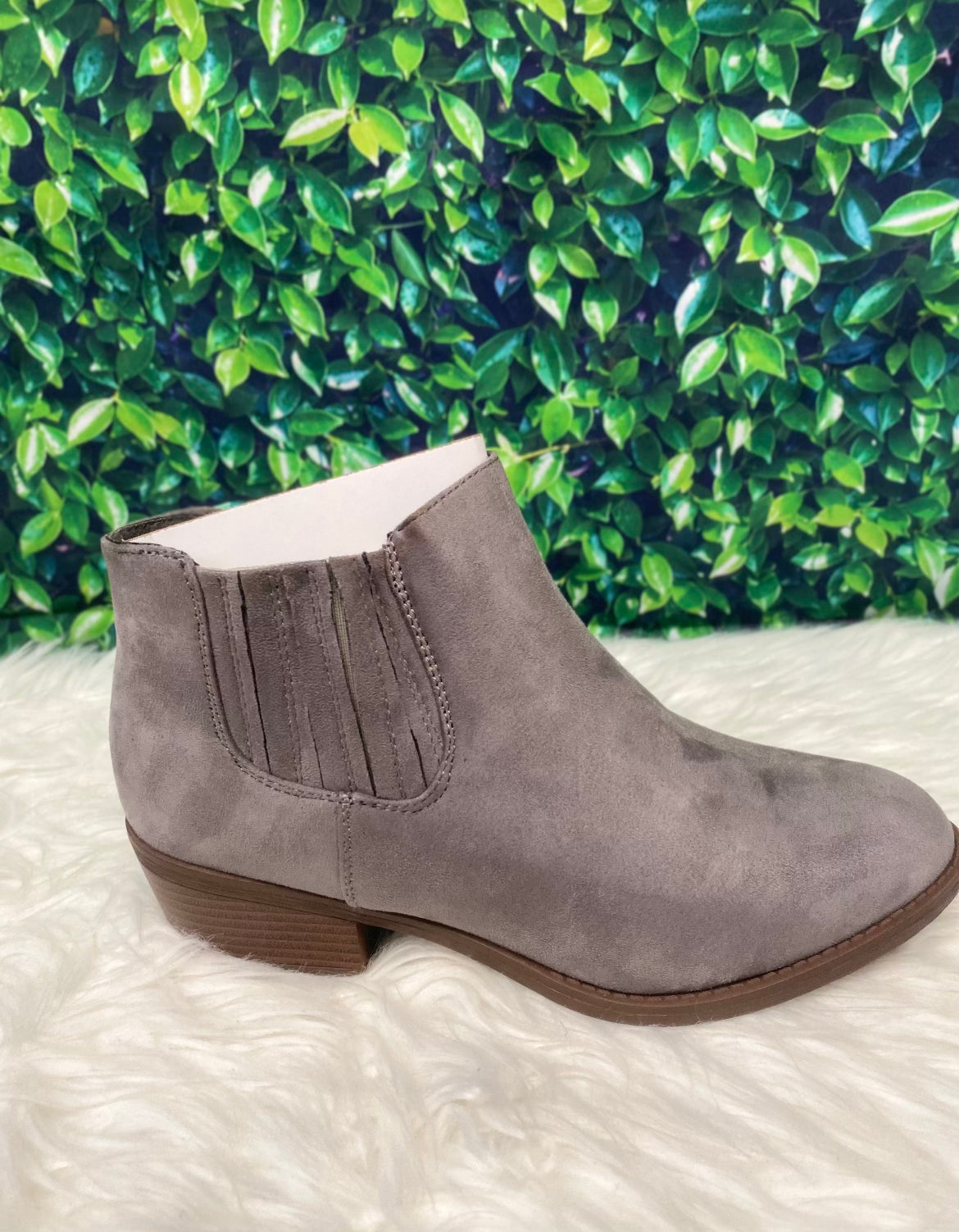 Grey short suede boots