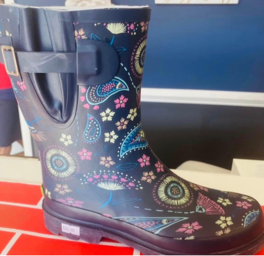 Short Navy/Pink rain boots